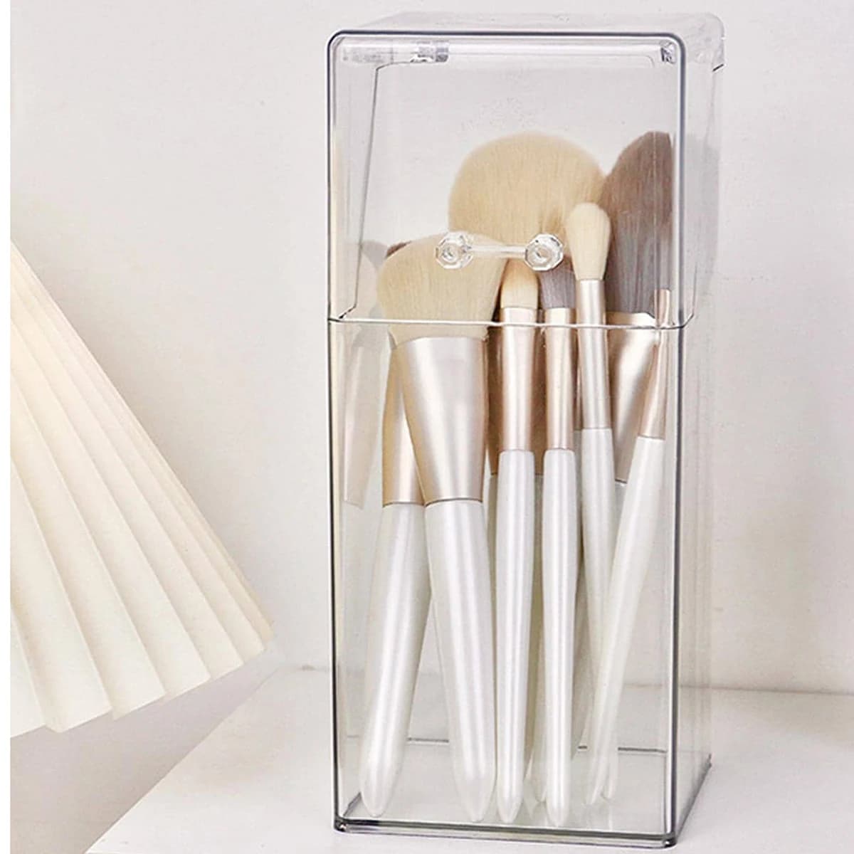 Boîte de rangement pour pinceaux de maquillage, support de rangement multifonctionnel simple et tran