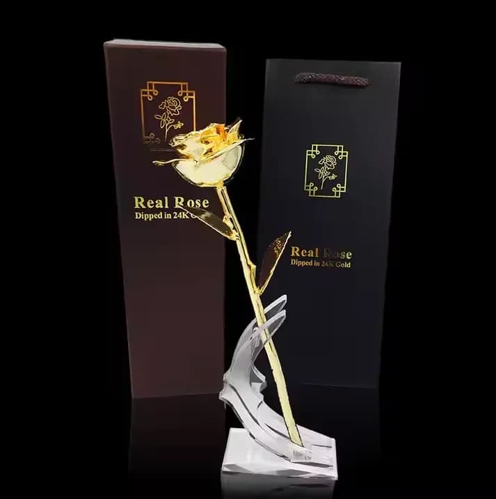 Véritable Rose plaquée or dans un joli coffret cadeau cadeau pour mariage et souvenir de la Saint-Va