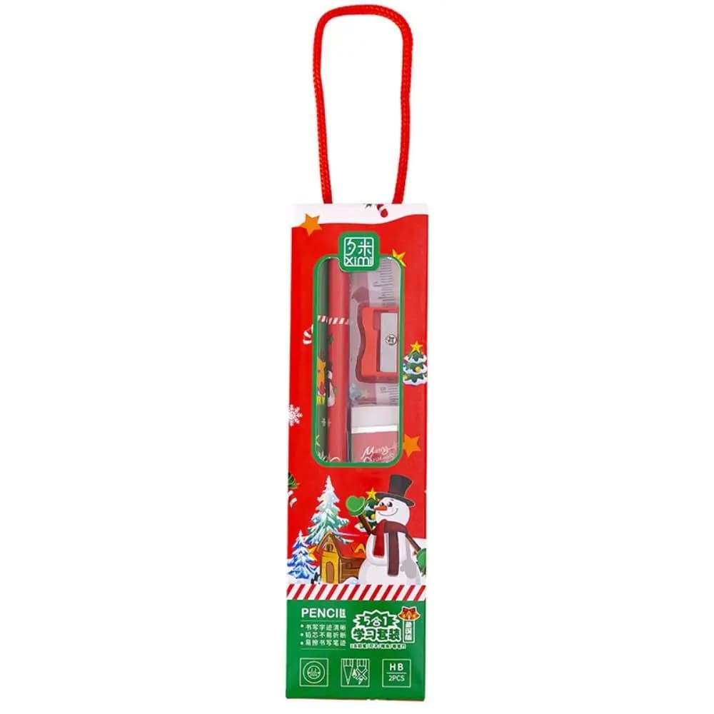 Coffret cadeau pour étudiants, ensemble de papeterie de noël, bloc-notes, crayons de noël, règle de 