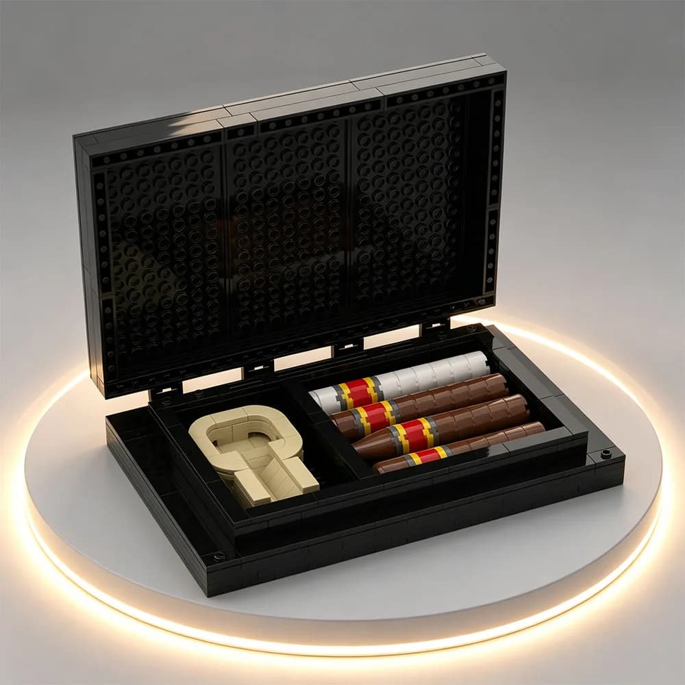 Modèles d'ornements de la collection créative MOC, briques de construction de marque Cigars, boîte à