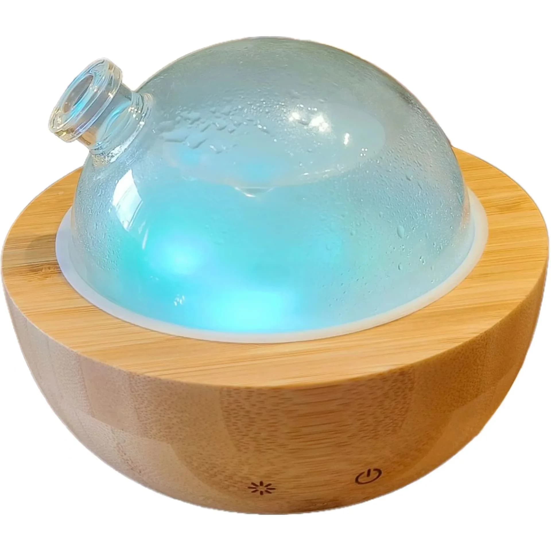 Diffuseur d'huiles essentielles en verre avec base en bois véritable, diffuseur d'aromathérapie à ul
