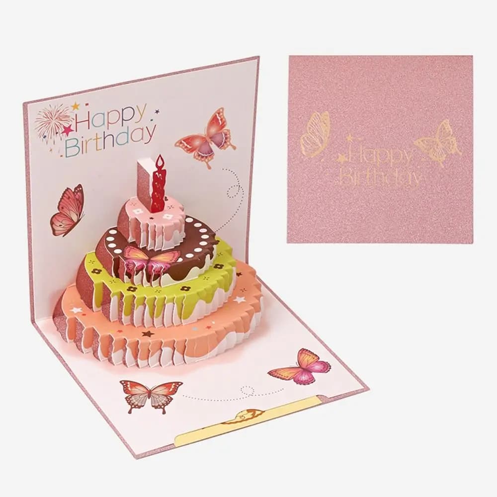 Cadeaux 3D joyeux anniversaire carte de voeux Pop Up chaud gâteau d'anniversaire Message carte bénéd