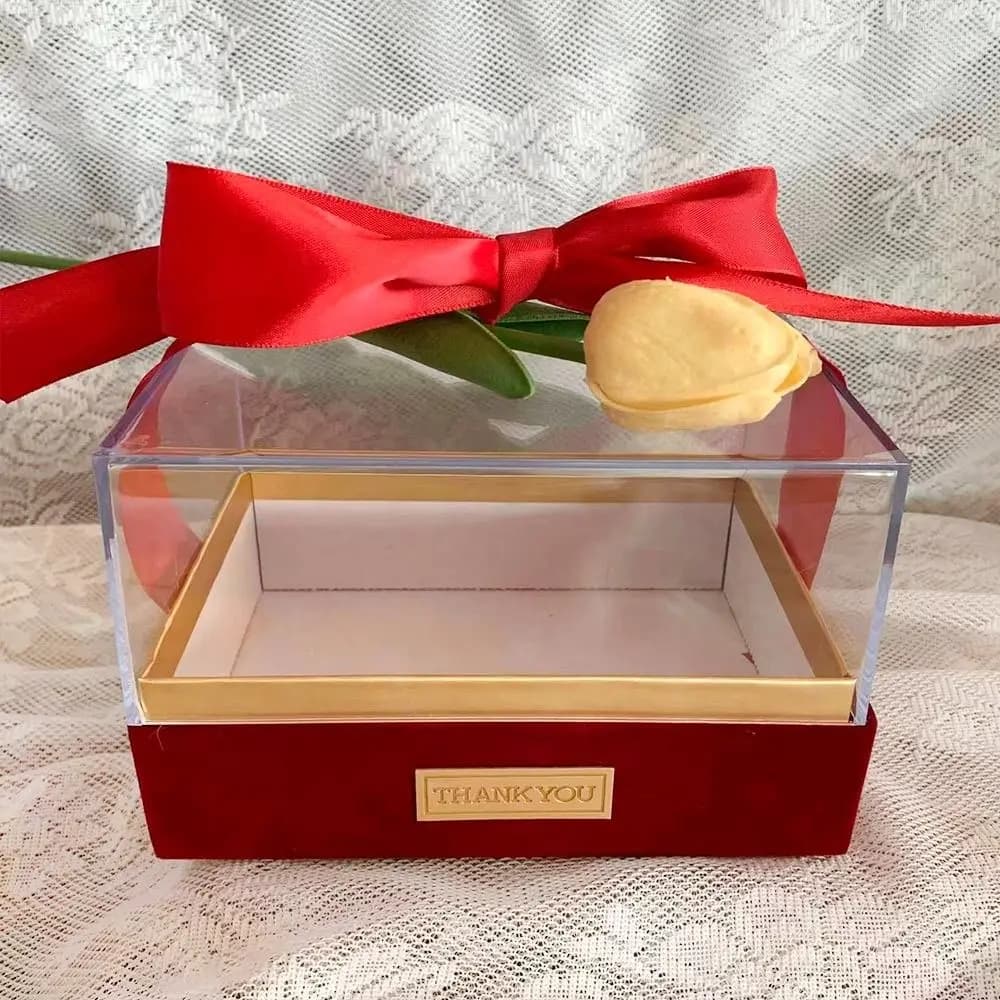 Boîte cadeau transparente en acrylique avec nœud de luxe, boîte-cadeau pour la saint-valentin, boîte
