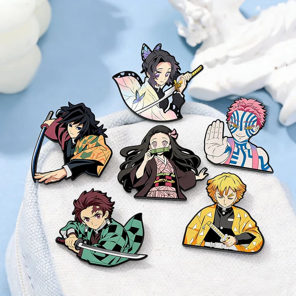 6 épingles en émail Anime Demon Slayer Kimetsu no Yaiba, personnages Zenitsu, Nezuko, Tanjiro, Giyuu