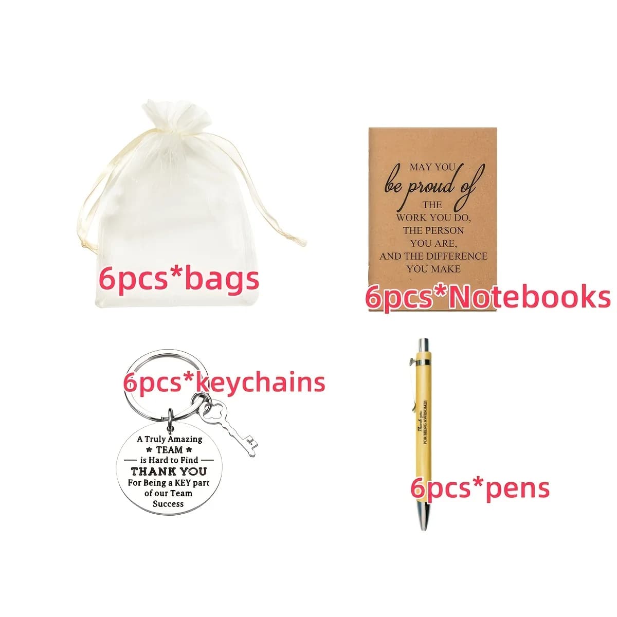 Coffret cadeau inspirant, comprenant un stylo rétractable en bambou, un porte-clés et un carnet de g