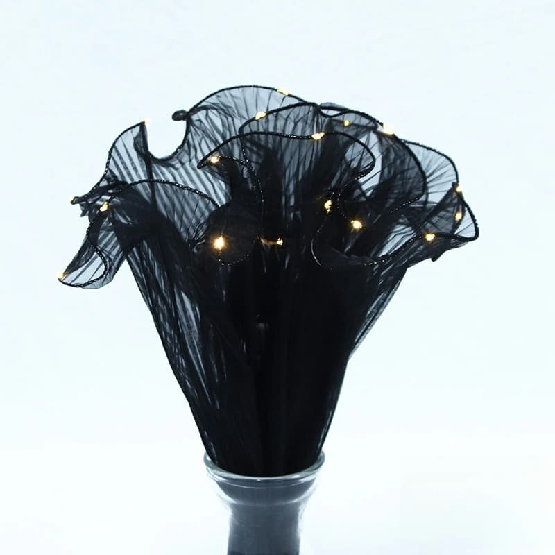 Papier d'emballage pour fleurs LED avec lumières, dentelle en maille, fil ondulé, emballage de bouqu