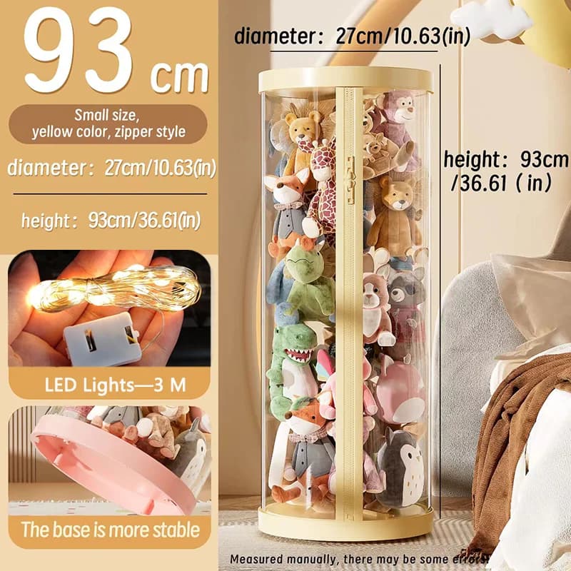 Boîte de rangement transparente pour poupée, jouet en peluche, Tube de rangement pour jouets, bacs à