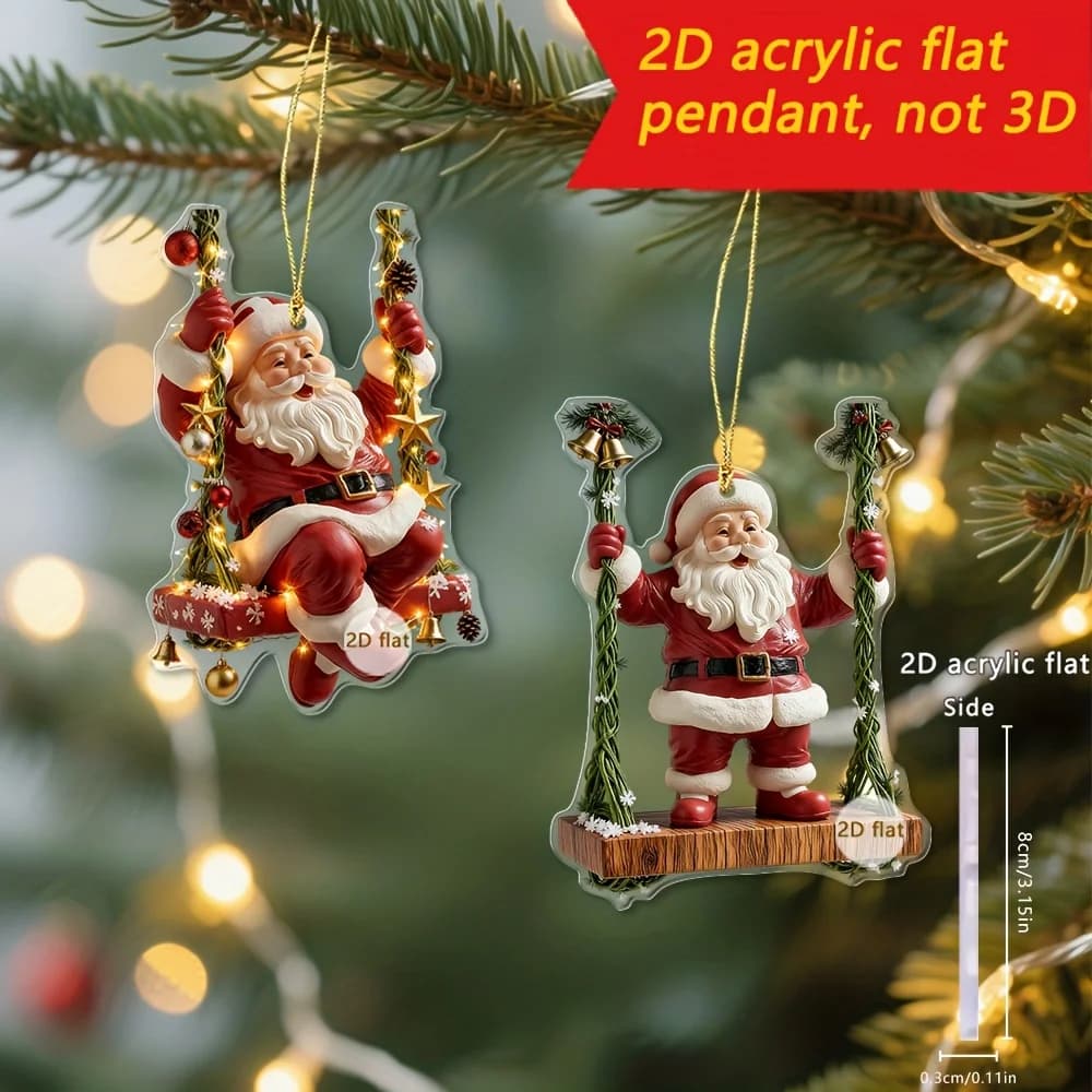 2 pièces de décorations de Noël « HO-HO-HO » représentant Père Noël assis sur la balançoire, joyeux 
