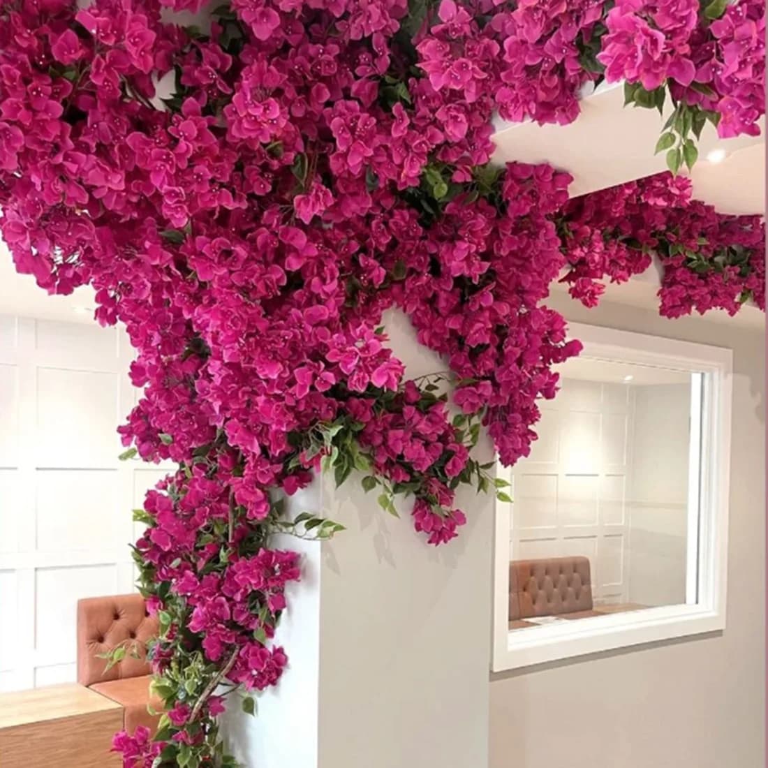 Décor d'arbre de fleur de bougainville artificielle avec 30 Branches + 4 vigne d'arbre, fleurs de bo