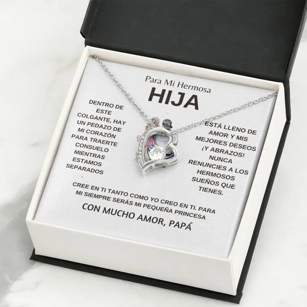 Espagnol à ma fille de papa père cadeau t'aime coeur pendentif collier mode enfants fille cadeaux an