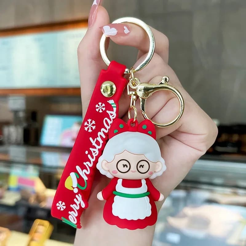 Porte-clés de Noël Père Noël et Mère Noël, accessoires de Noël, pendentif mignon, porte-clés de coup