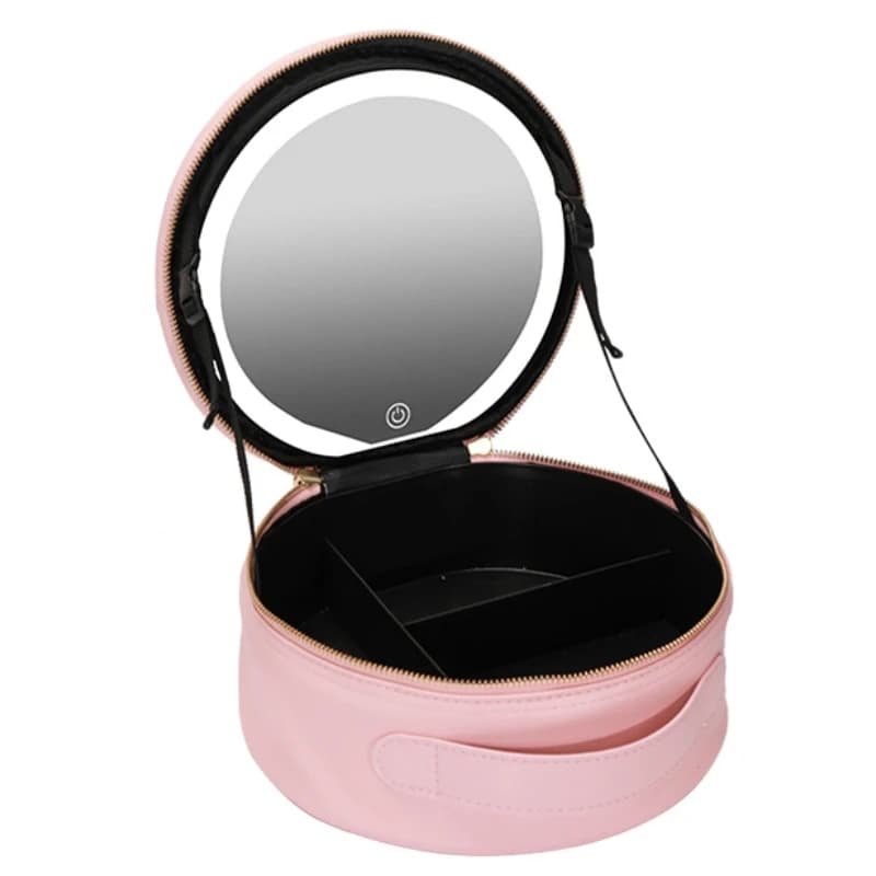 Trousse à cosmétiques de voyage avec miroir de maquillage LED réglable et séparateurs, idée cadeau d