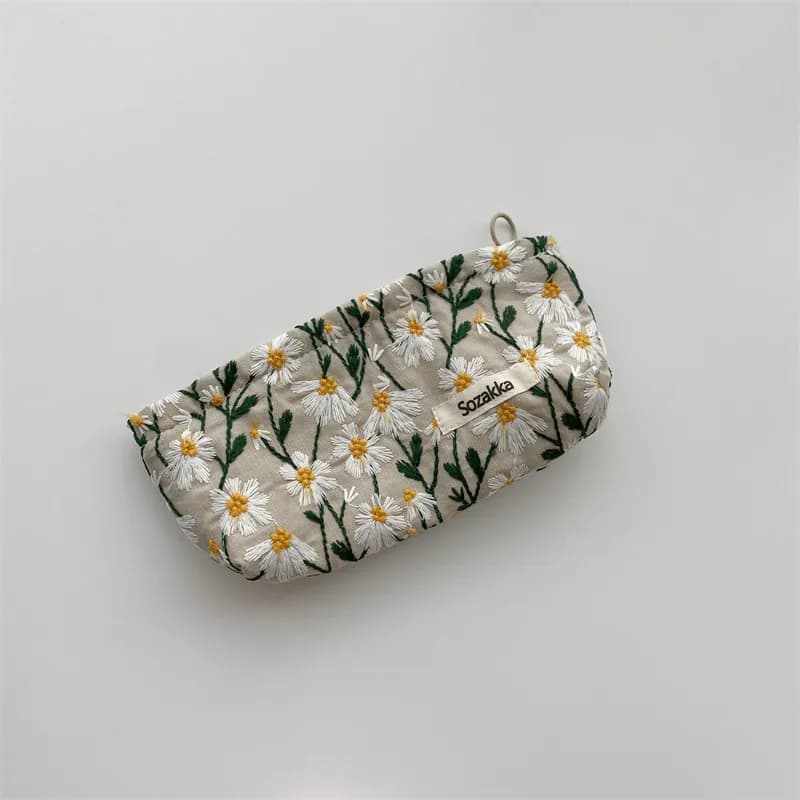 Trousse à cosmétiques imprimée de fleurs pour femmes, trousse à crayons, trousse de voyage pour la p