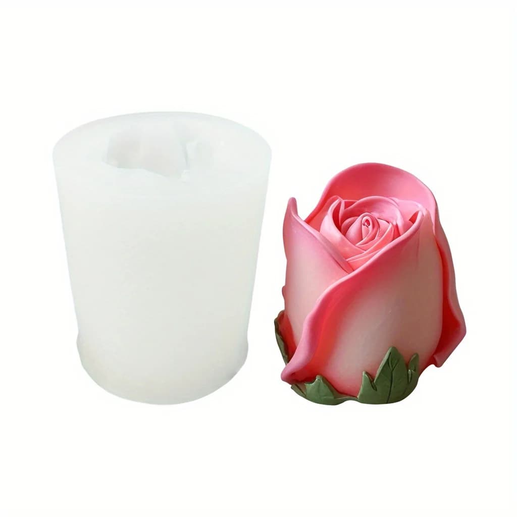 Un moule de bougie en silicone en forme de rose, pour bougie d'aromathérapie DIY, artisanat en résin