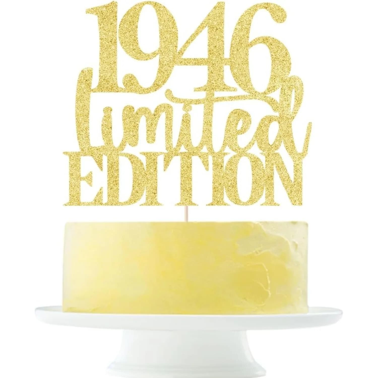 Décoration de gâteau d'anniversaire pour 80 ans, 1 pièce, décor de gâteau à paillettes dorées, cadea