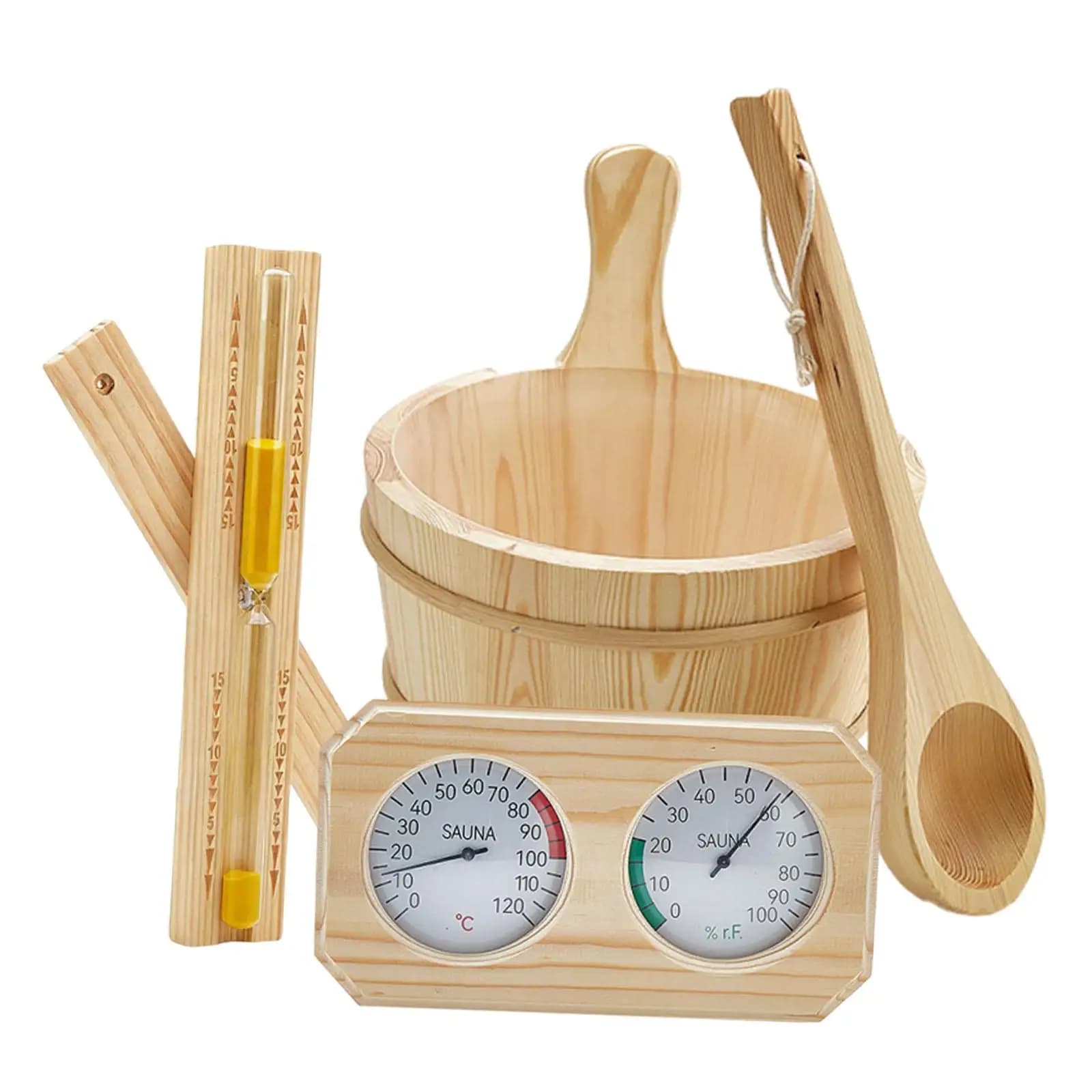 Ensemble d'accessoires de Sauna, seau de 4l, louche, sablier, minuterie pour salle de bain, baignoir
