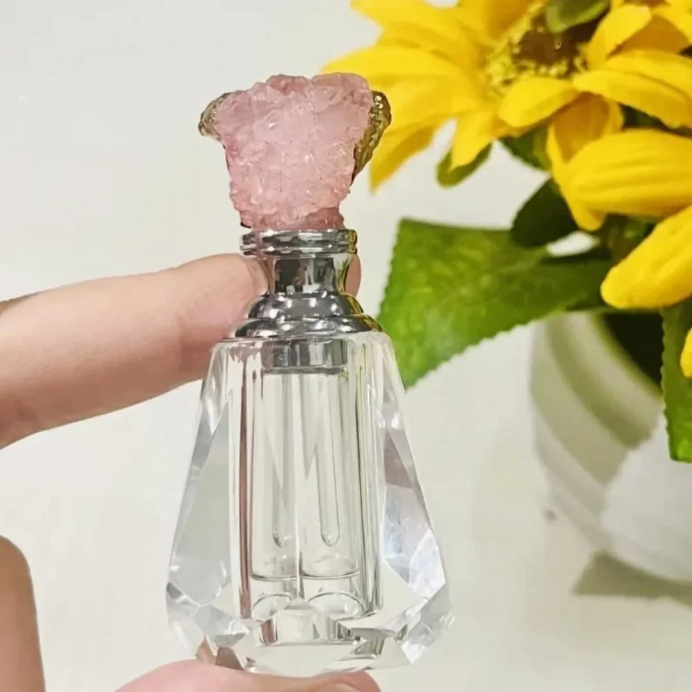 Flcopropriété d'huile essentielle en cristal rose vintage, compte-gouttes de parfum de tous les jour
