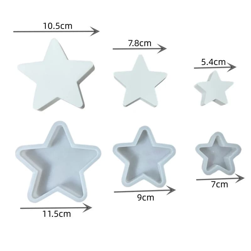 Moule à bougie en silicone en forme d'étoile, 3 pièces, décoration d'avent en forme d'étoile 3D, peu
