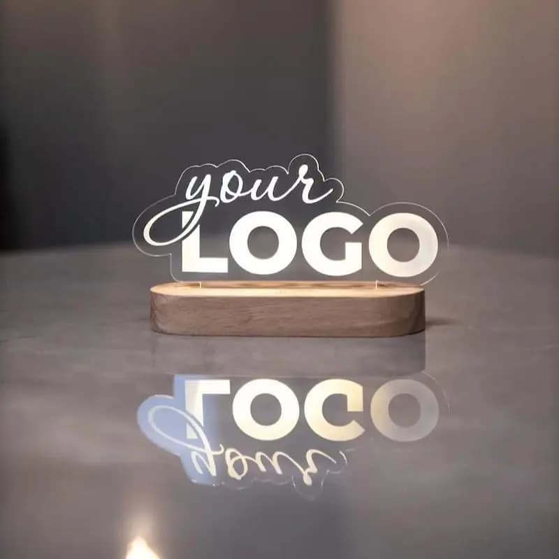 Panneau de Logo d'affaires en acrylique personnalisé, Plaque QR de marque personnalisée, lampe lumin