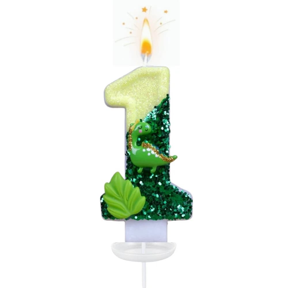 Nouvelles bougies d'anniversaire numérotées de 0 à 9, originales, thème Monde des Dinosaures Verts, 