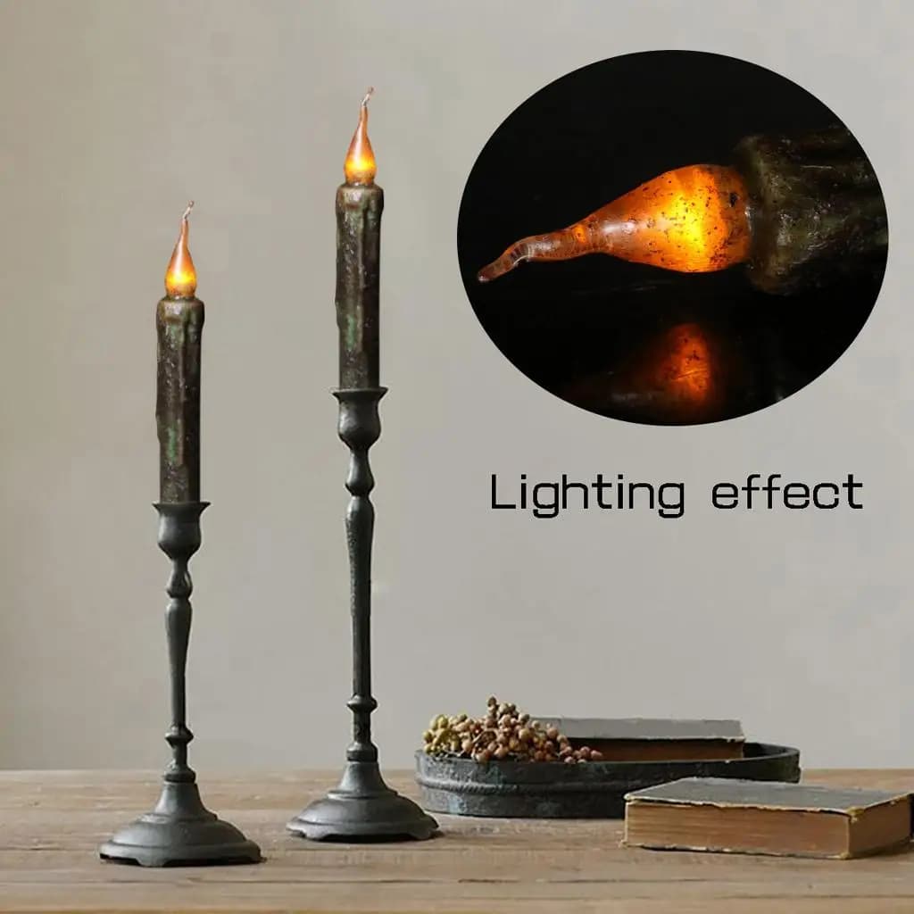 Bougie conique LED sans flamme, alimentée par batterie, longue Table de dîner, bougie en cire scinti