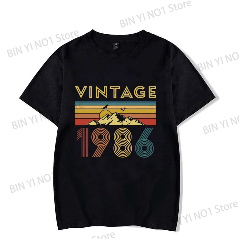 T-shirt Vintage 1986 pour le 40e anniversaire, cadeau d'anniversaire pour femmes et hommes, hauts à 