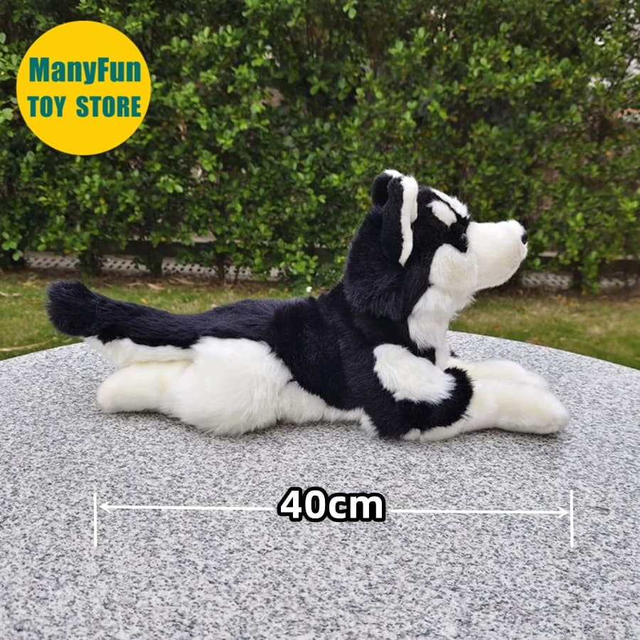 Peluche Réaliste de Chien Esquimau Husky Haute Fidélité, Malamute d'Alaska, Simulation d'Animaux Réa
