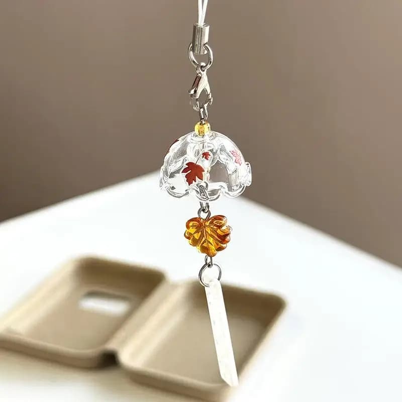 Porte-clés pendentif carillon éolien mignon arbre de noël, lanière de téléphone portable, sac Kawaii