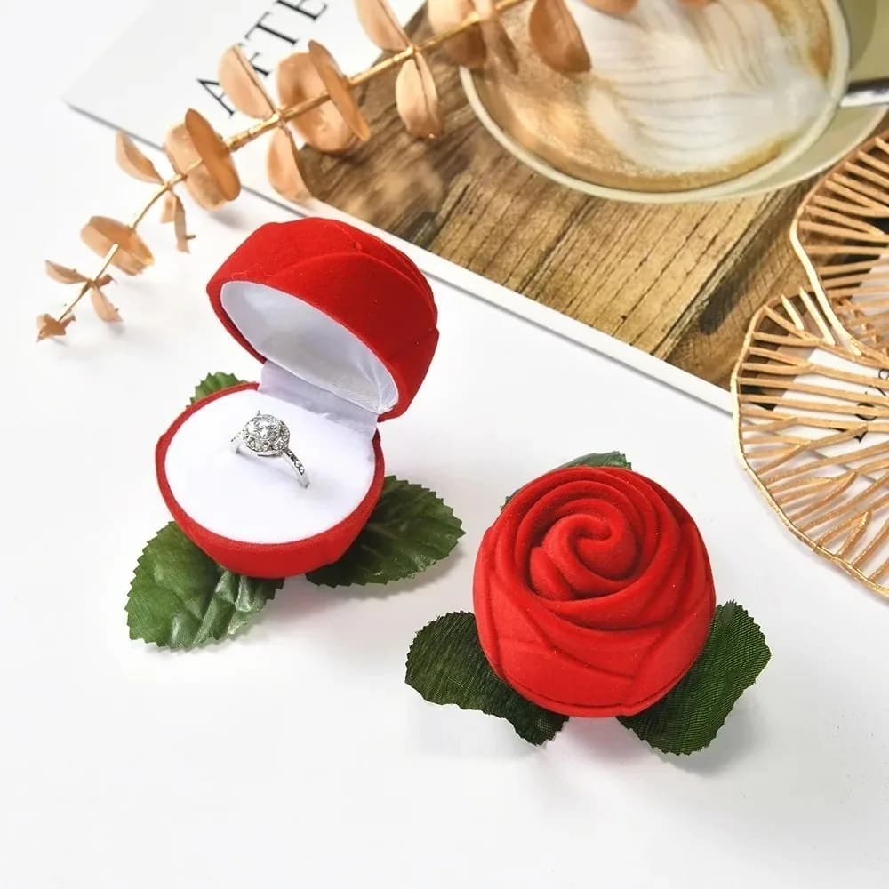 Boîte à bijoux en forme de rose, boîte de rangement pour bagues et boucles d'oreilles, boîte cadeau 