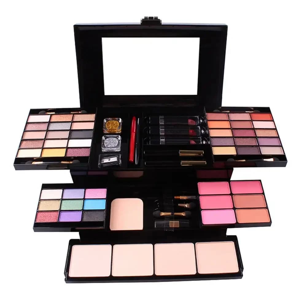 Boîte de maquillage professionnelle, Kit de poudre de fond de teint à paillettes mates, fard à joues
