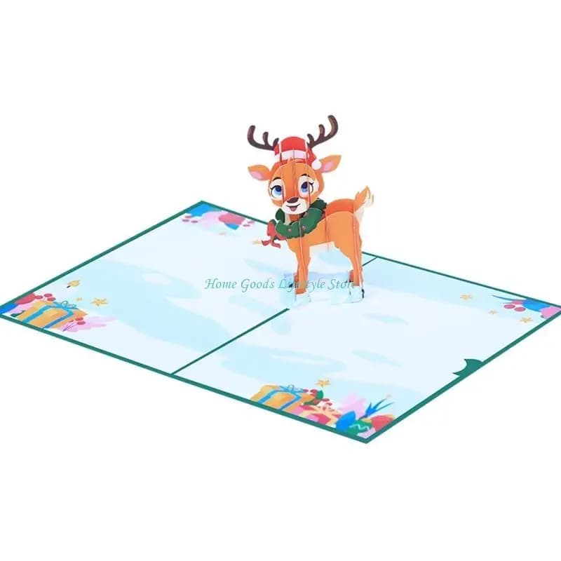 Cartes cerf noël Pop-Up E74E, carte vœux pour vacances, noël, nouvel an, pour enfants, cadeau