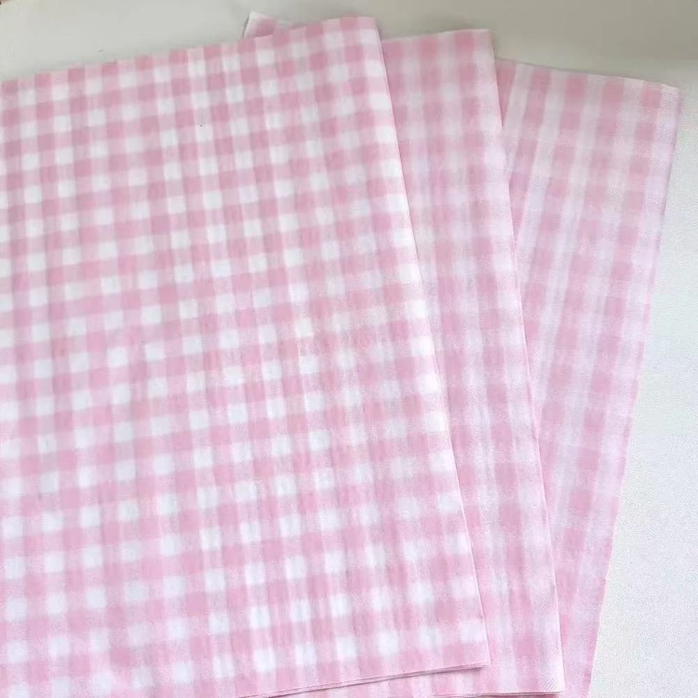 Papier d'emballage cadeau d'anniversaire rose clair, papier de soie à carreaux, papier de soie décor
