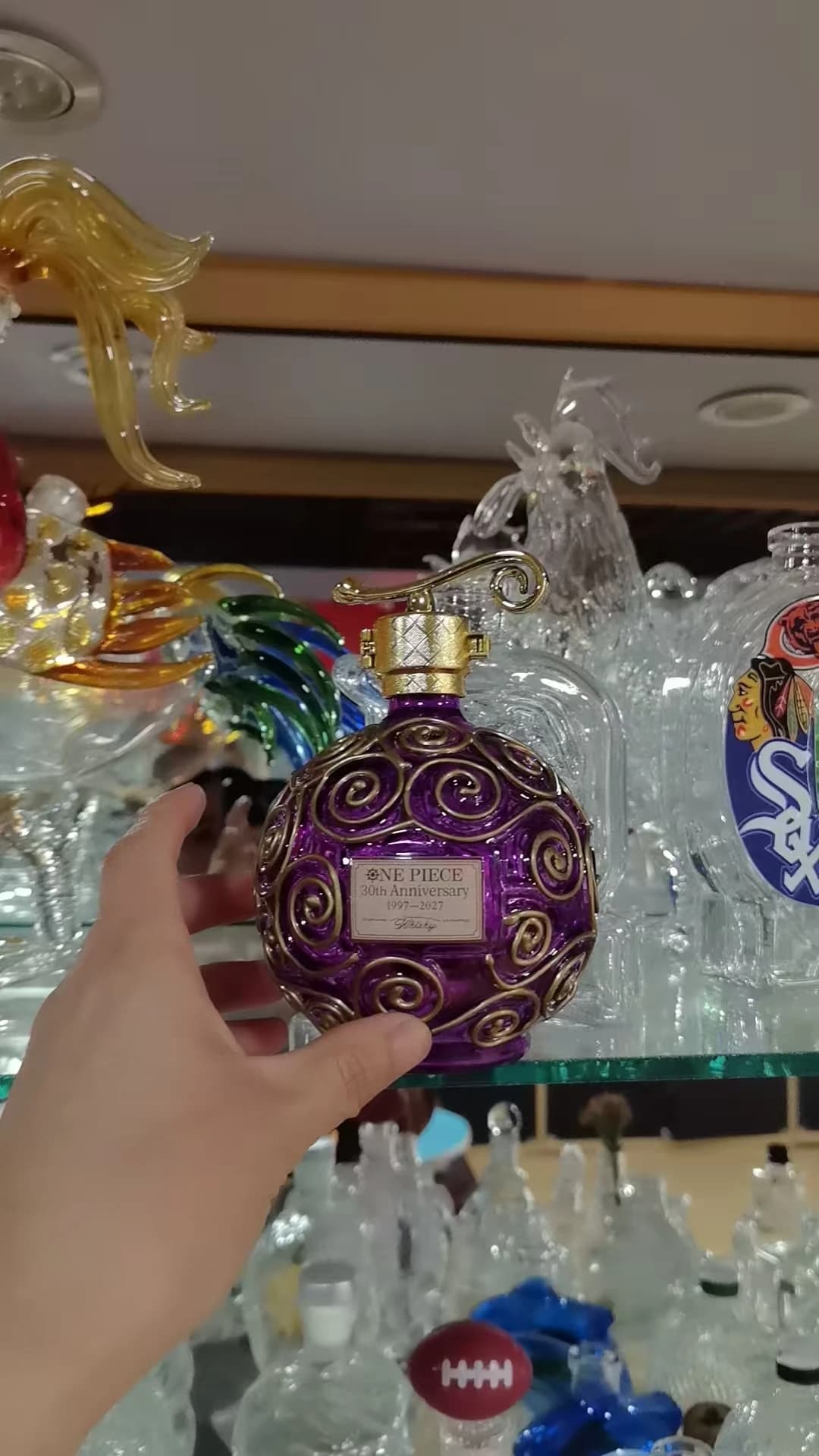 ONE PI Bouteille en verre à motif spirale de luxe, bouteille décorative pour le 30e anniversaire, po