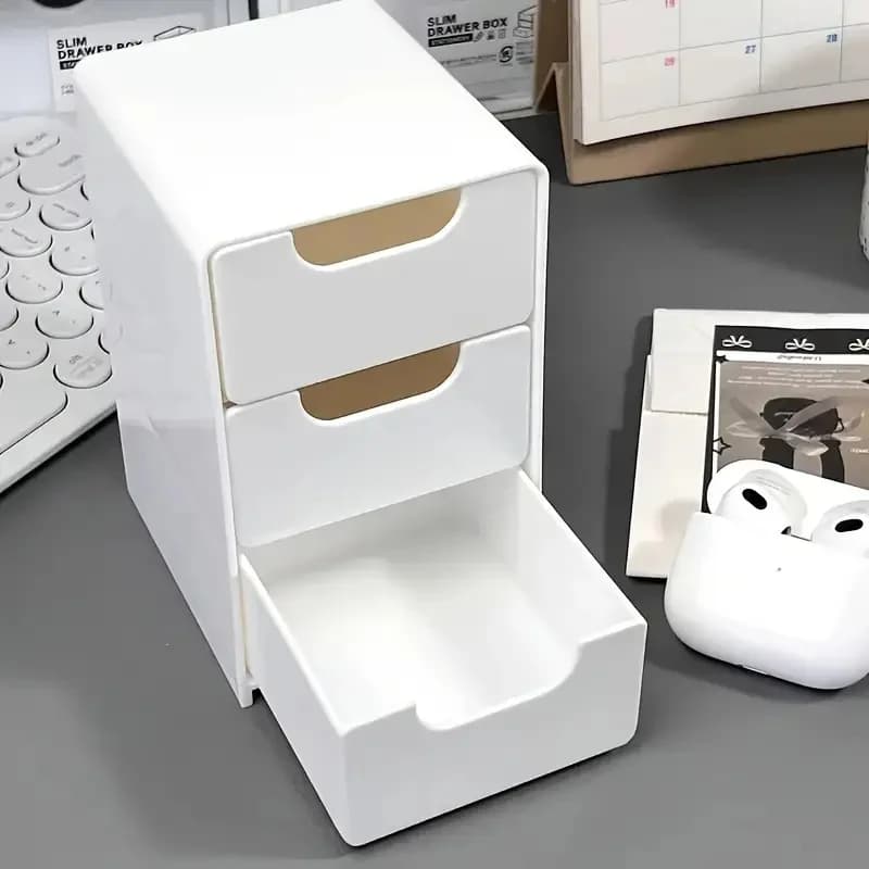 Boîte de rangement de cosmétiques en plastique à 3 niveaux, organisateur avec tiroirs, rangement de 