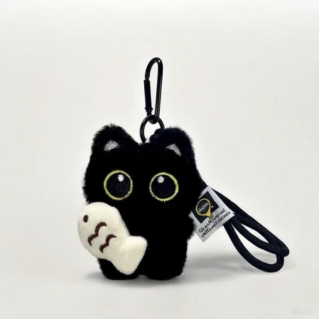 Porte-clés en peluche chat noir, 1 pièce, jouet, pendentif de sac, breloques de voiture, accessoires