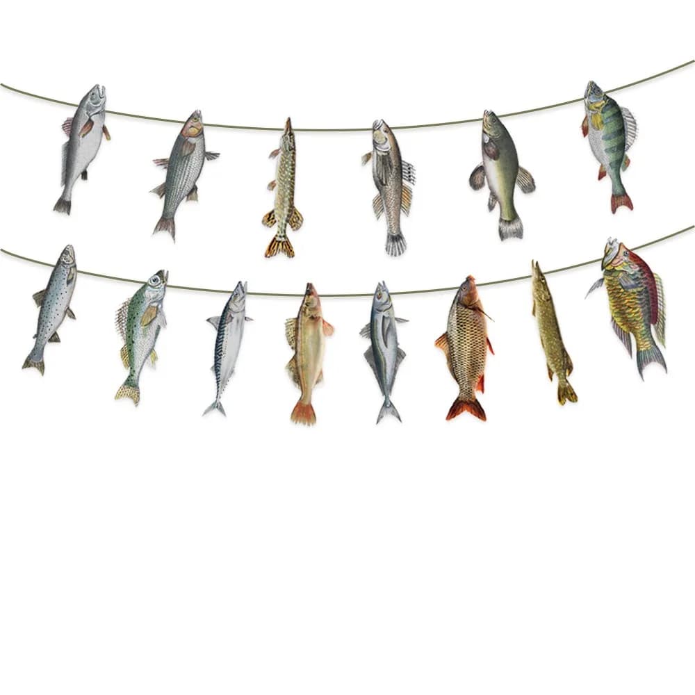 Guirlandes suspendues sur le thème du pêcheur, décorations en papier DIY, guirlande de poissons colo
