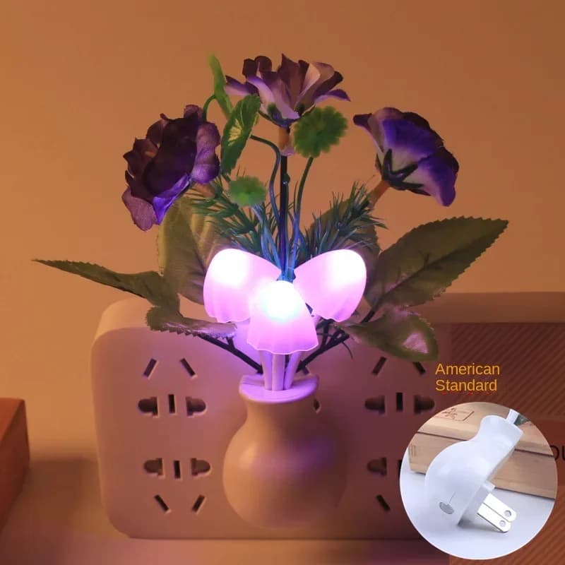 Veilleuse LED plug-in pour enfants et adultes, fleur de rose, capteur de lampe, plus lent, chambre, 