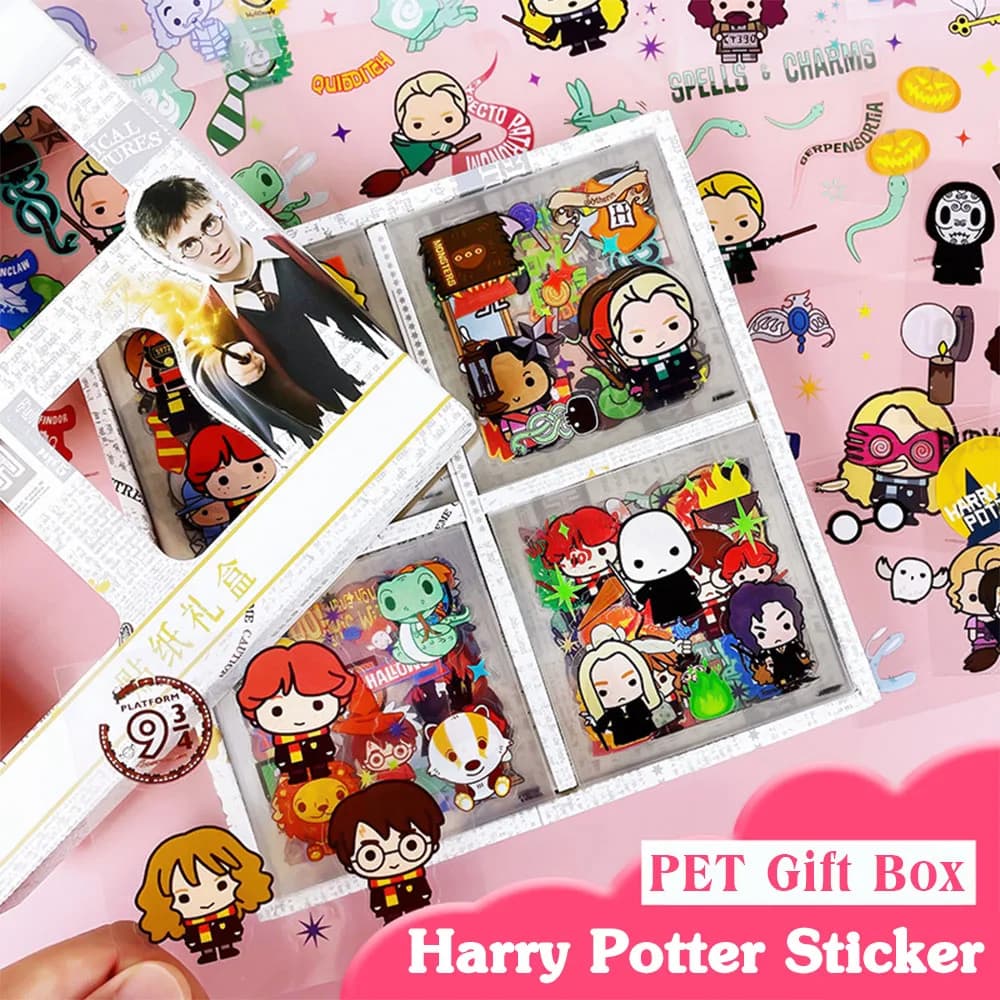 Lot de 60 autocollants Harry Potter Kawaii pour carnet, décalcomanies PET, décorations de bouteilles