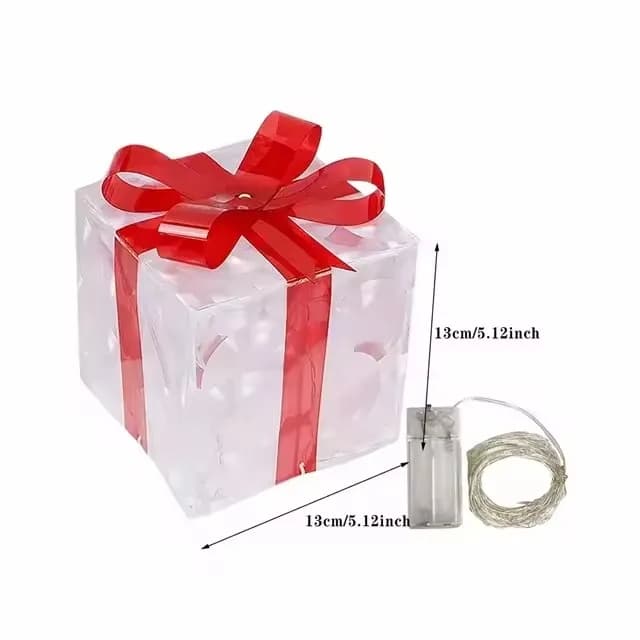 Boîte à cadeaux lumineuse de noël, ornement de décoration avec nœud, boîte d'éclairage extérieure, é