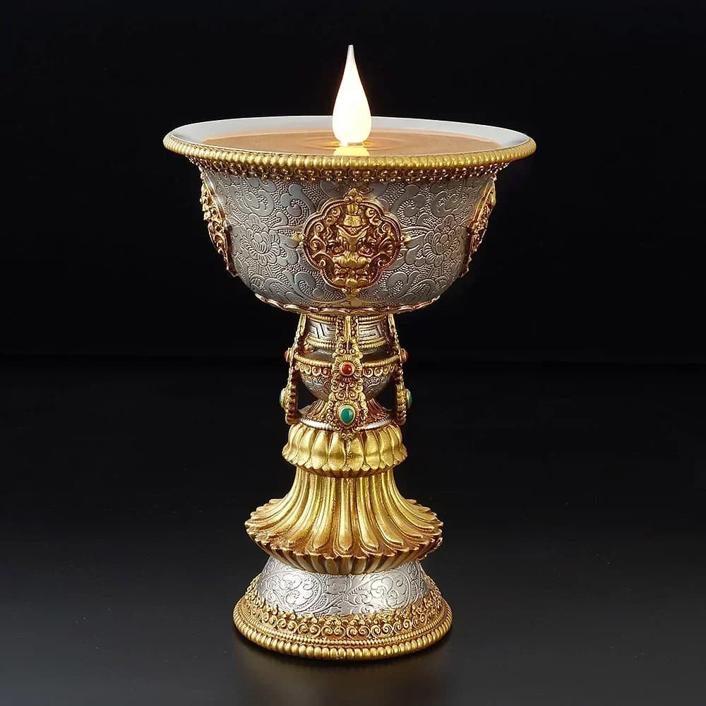 Bougeoir électronique tibétain aste, lampe de poupée, bouddhiste, pièce maîtresse de table, LED, fla