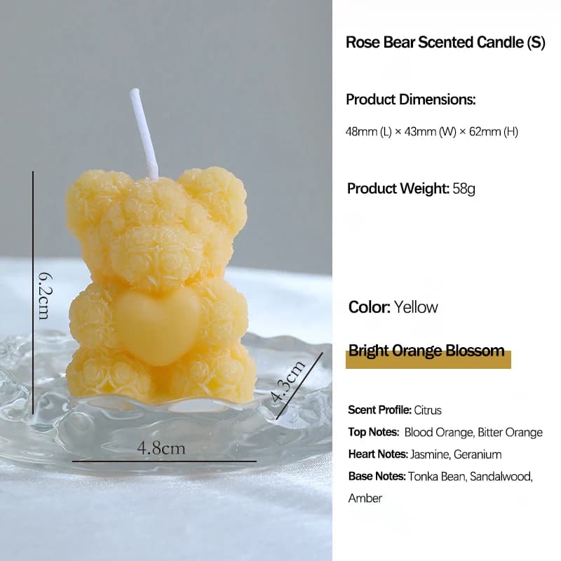 Bougies parfumées Rose Bear – Décorations mignonnes et cadeaux faits à la main pour femmes/amis, idé