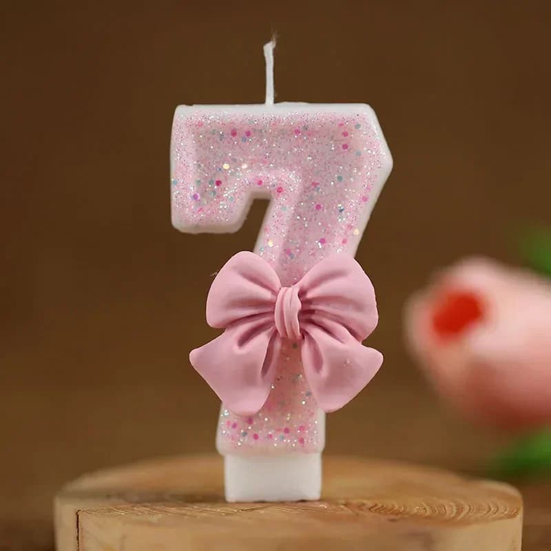 Bougie d'anniversaire 0-9 rose, bougie numérique 3D, bougie créative, couronne de princesse, décorat