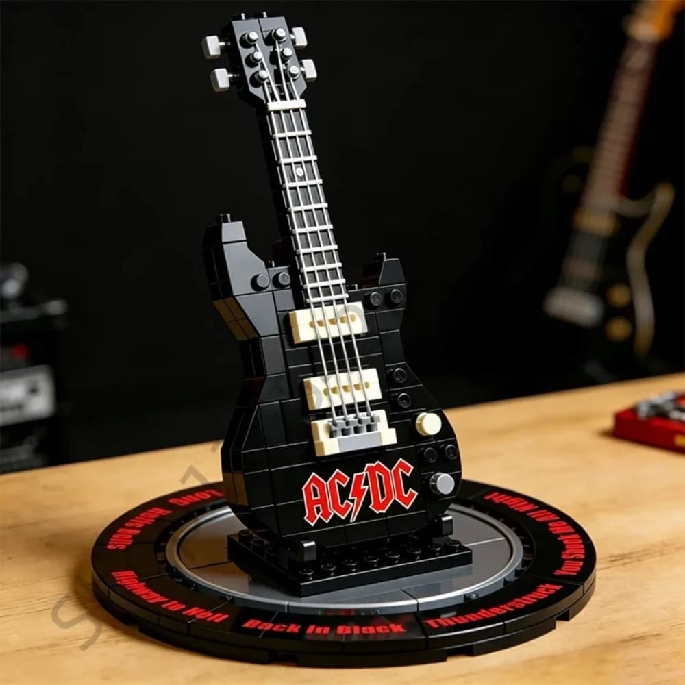 Modèle de guitare rock à assembler, kit de briques de guitare électrique, décoration de bureau DIY, 