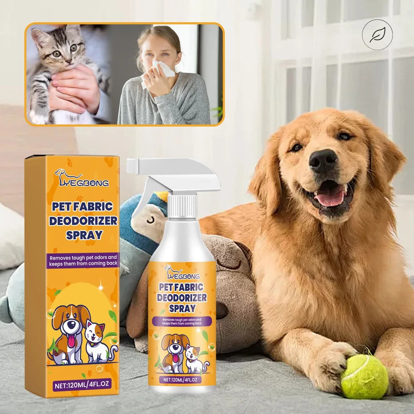 Nettoyeur d'odeur pour animaux de compagnie, désodorisant, formule naturelle, parfum, élimine les od