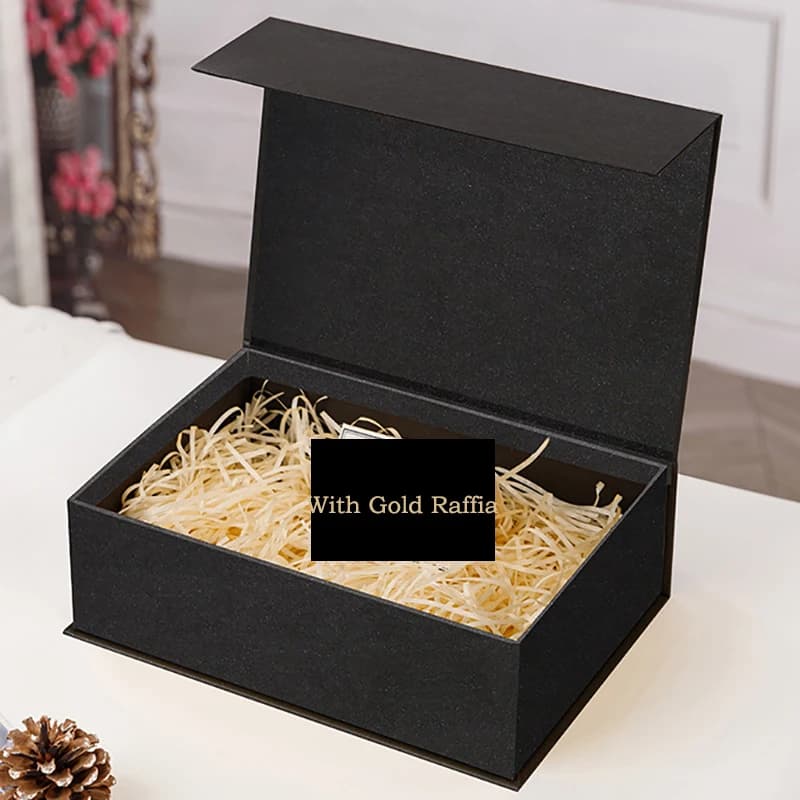1 ensemble de boîtes cadeaux en carton avec couvercle magnétique, boîte cadeau en papier avec raphia
