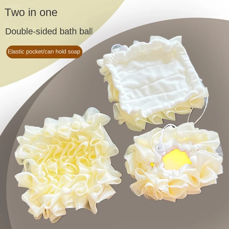 Éponge de bain en dentelle florale douce pour la peau – Sac de rangement de savon 2 en 1 pour gel do