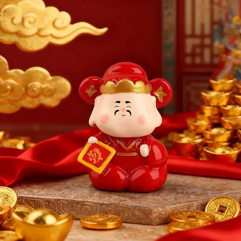 Figurines décoratives en résine, dieu de la richesse du nouvel an, anti-Stress, émotions de guérison