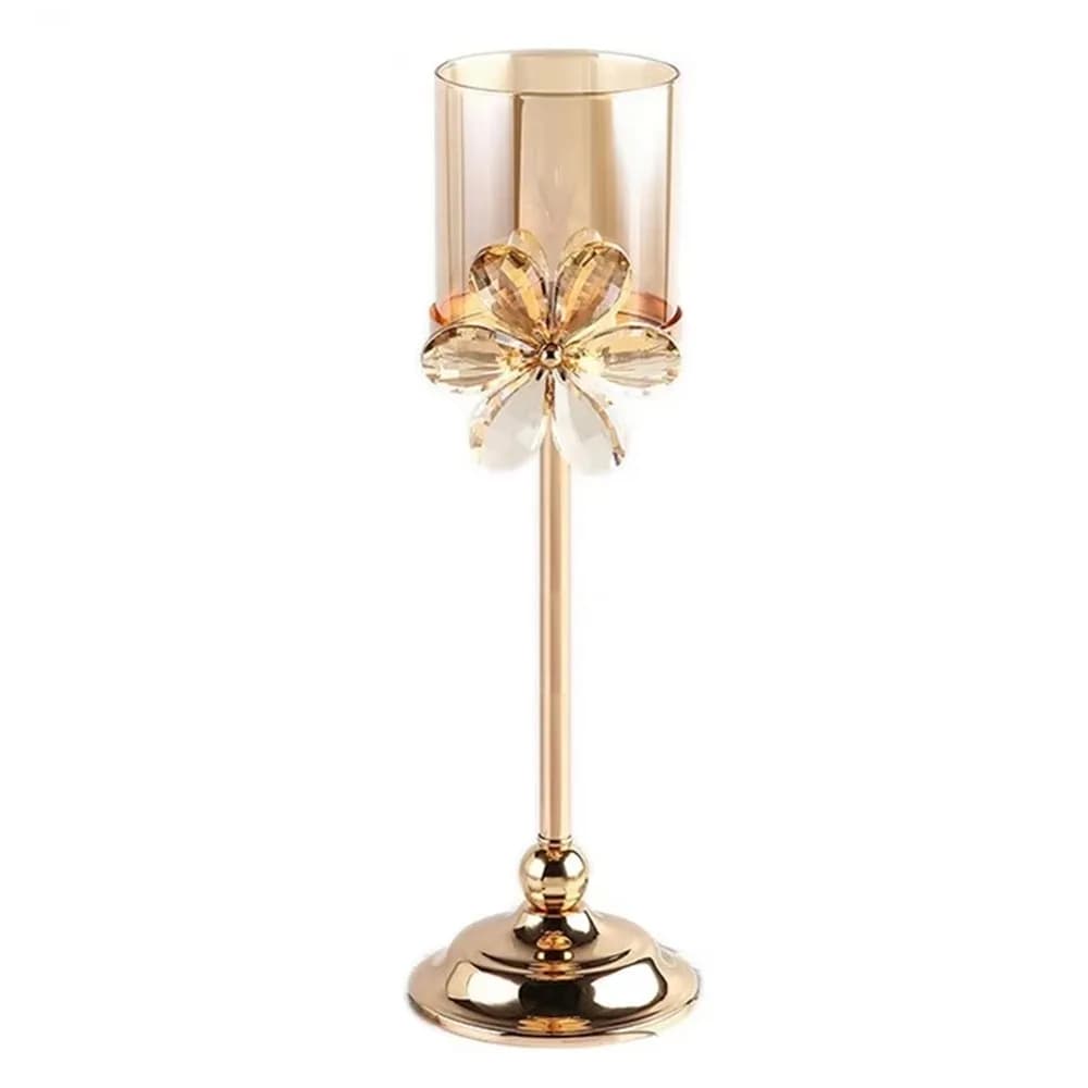 Bougeoir en verre en forme de pétale, en cristal, antidérapant, de luxe, avec base robuste, durable,