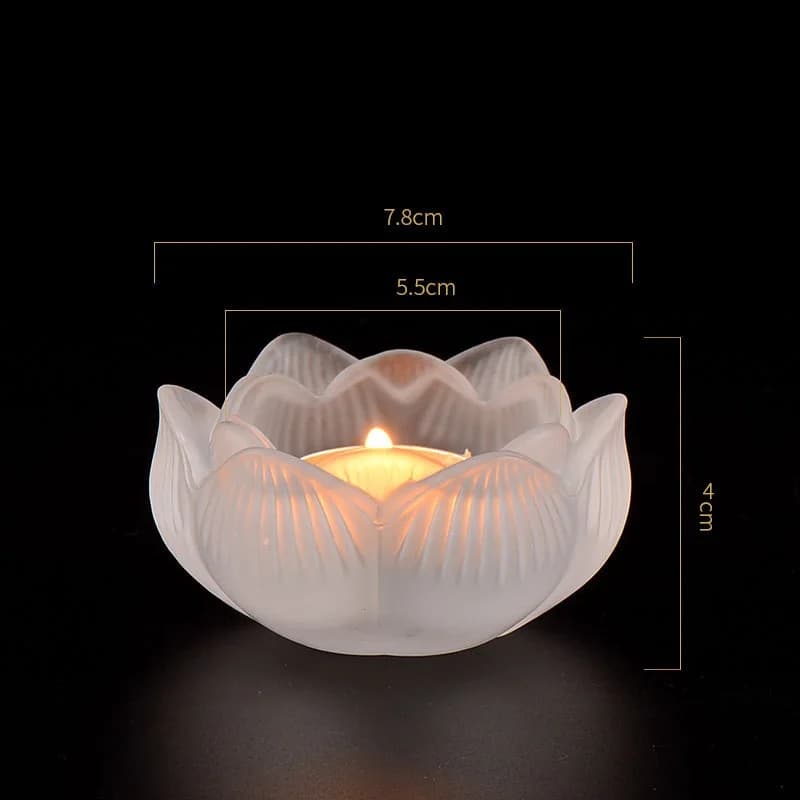 Bougeoir Lotus en verre coloré, lampe d'autel bouddhiste, support de lampe à beurre, chandelier jama