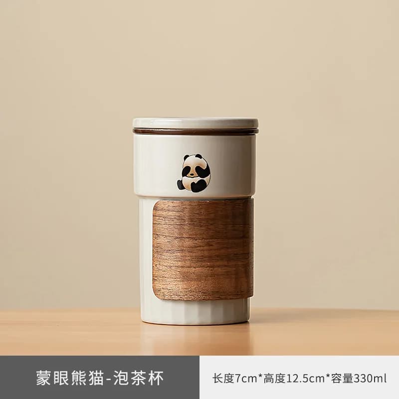 Tasse à thé Panda en céramique avec couvercle, tasse de bureau personnelle, conception de séparation